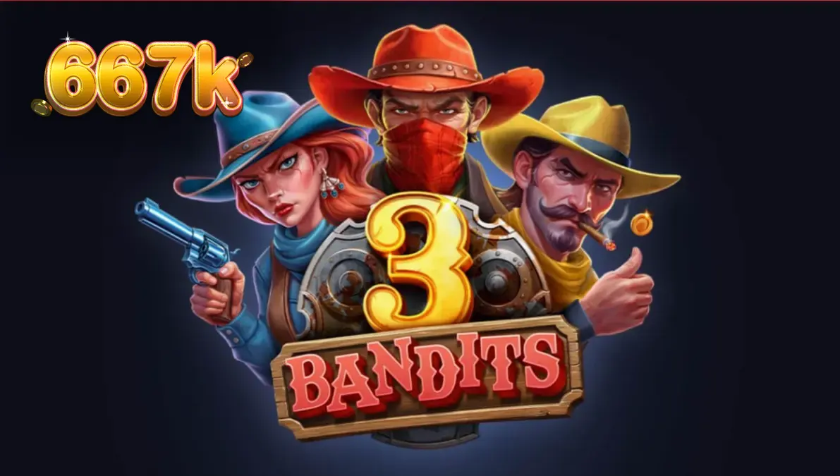 Interface do jogo 3 Bandits com símbolos de Velho Oeste e bandidos